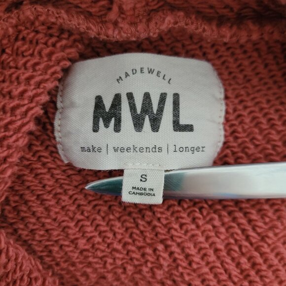 Madewell MWL Airyterry Hoodie Sweatshirt Womens Size S Burnt Orange Athleisure - Picture 3 of 8